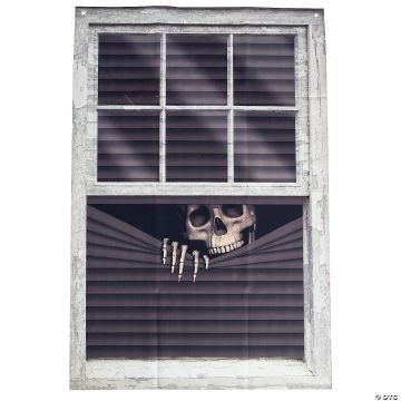 31 1/2" X 47 1/4" Peeking Skeleton Vinyl Halloween Curtain Decoration