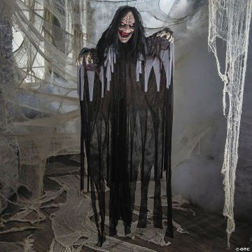 6 Ft. Talking Hanging Witch In Black Cloak With Light-up Eyes Halloween Decoration
