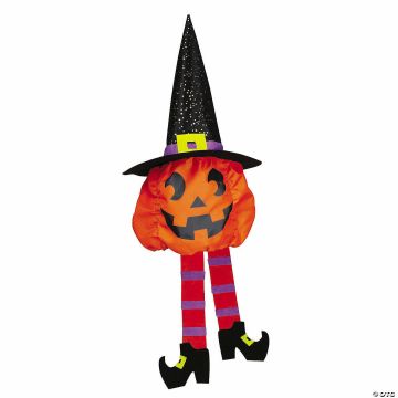 24" Float & Glow Led Light-up Jack-o'-lantern With Witch Hat Halloween Decoration