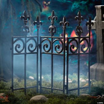 45" Black Plastic Fence With Scroll Work Halloween Decoration