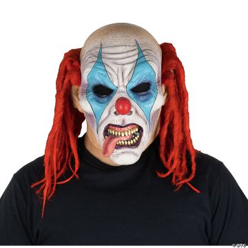 Adults Deluxe Kill The Clowns Crazy Clown Latex Mask With Hair - One Size
