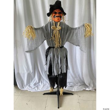 5 Ft. 8" Animated Head Turning Pumpkin Scarecrow Halloween Decoration