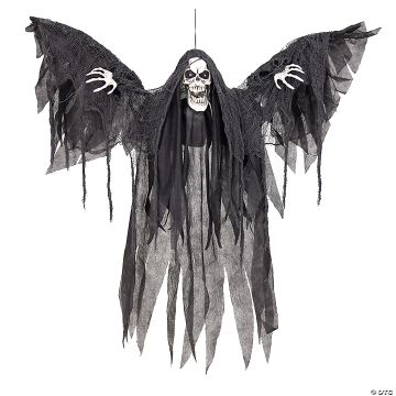 3 Ft. Animated Grim Reaper With Wings Hanging Halloween Decoration