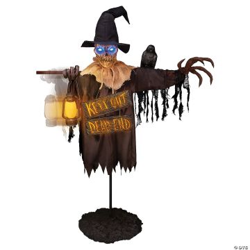 78-inch Animated Scarecrow With Lantern And Sign