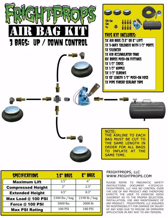 Air Bag Kit: 2.5" Lift - 3 Bags - UP:DOWN Motion