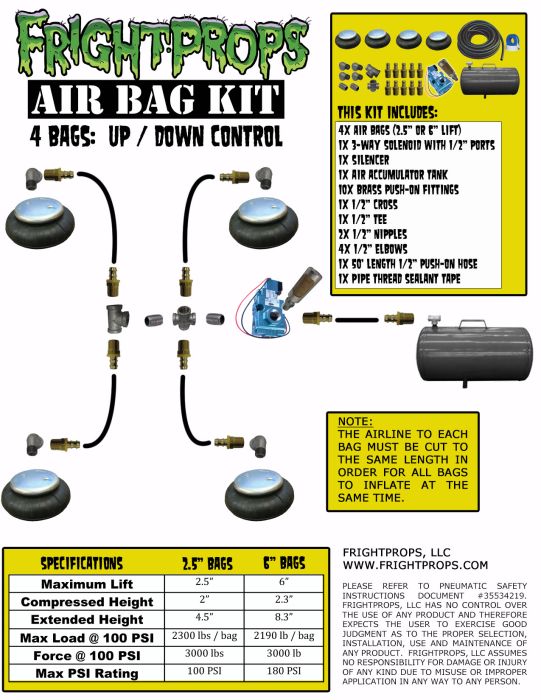 Air Bag Kit: 2.5" Lift - 4 Bags - UP:DOWN Motion