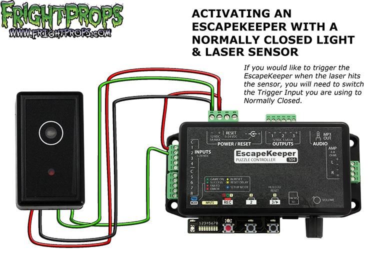 Activating an EscapeKeeper With a Normally Closed Light & Laser Sensor