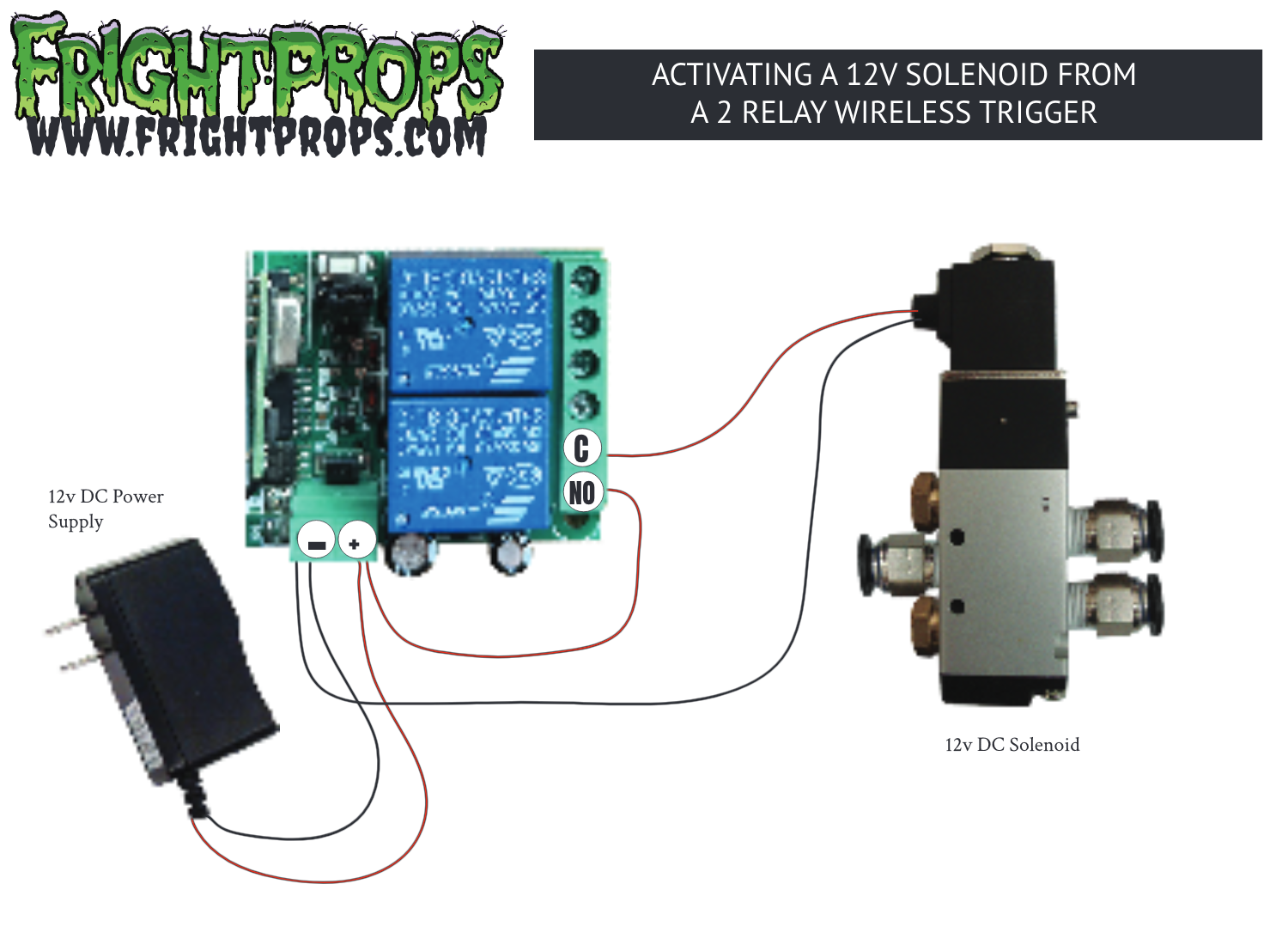 Activating a 12vDC Solenoid from a 2 Relay Wireless Trigger