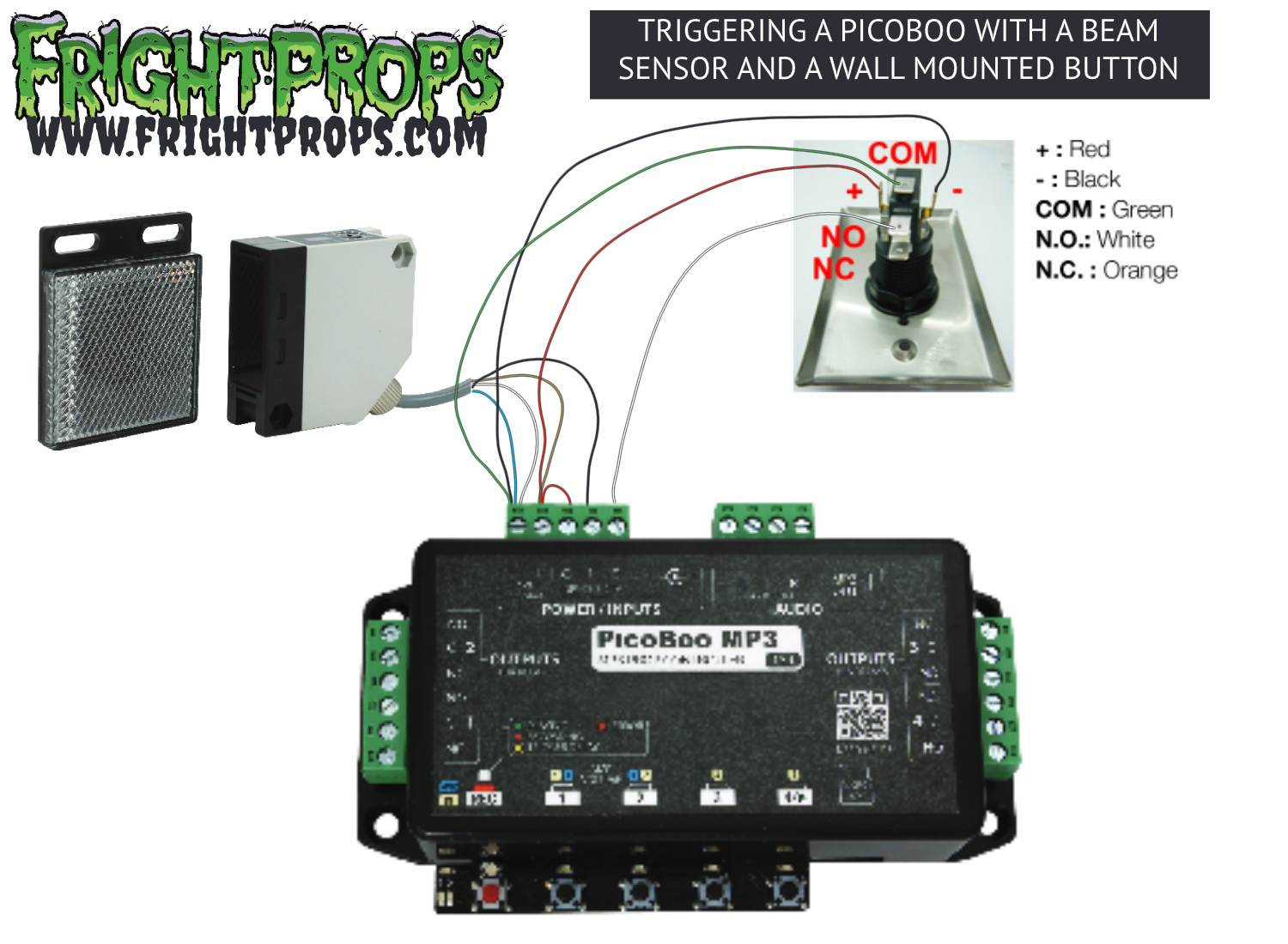 Triggering a PicoBoo with a Beam Sensor and a Wall Mounted Button