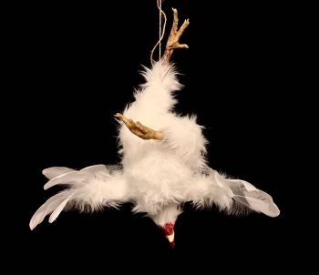 ANIMAL PROP CHICKEN HANGING WHITE DELUXE