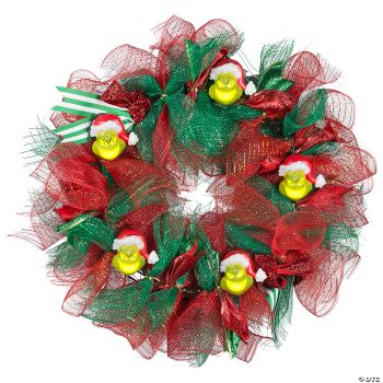 LIGHTED GRINCH WREATH-22"